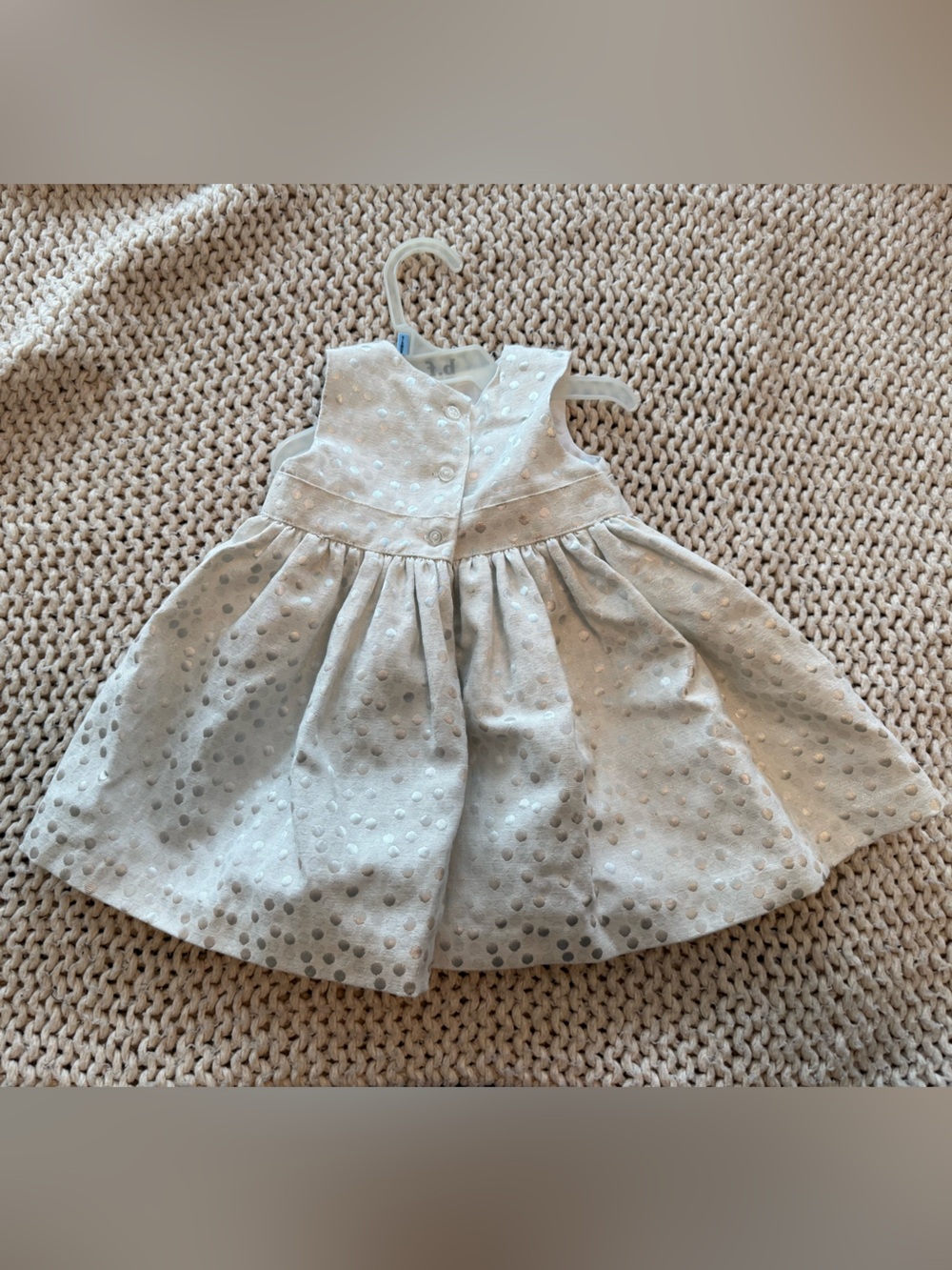 Girls white Polka Dot Party Dress with Bow - Picture 4 of 4